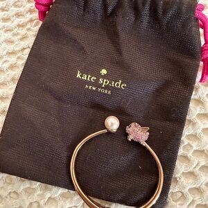 Kate Spade Gold Bangle with Pink and Pearl Accents